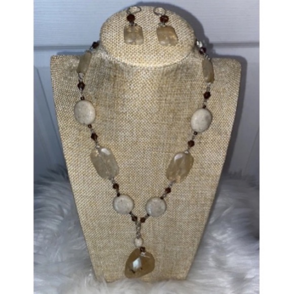 Premier Designs Elegant Stone Drop Necklace Pendant Extender & Matching … - Picture 1 of 4